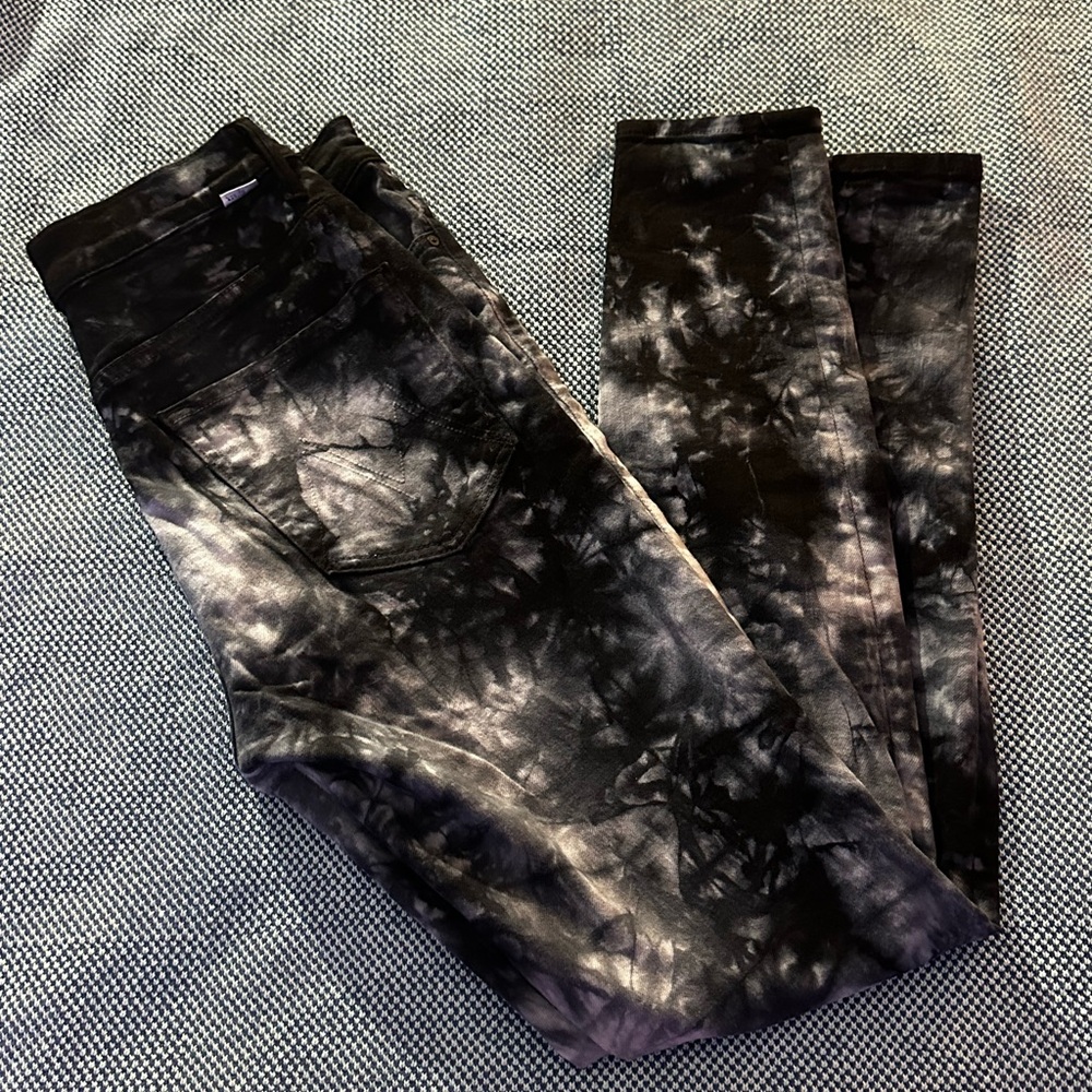 MOTHER Black Tie-Dye Jeggings